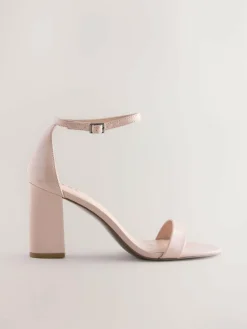 Next Pink Nude Standard/Wide Fit Block Heel Sandals
