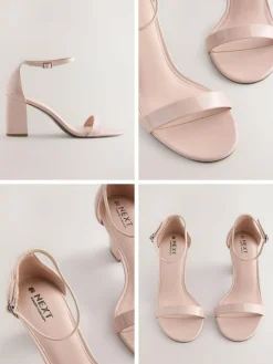 Next Pink Nude Standard/Wide Fit Block Heel Sandals