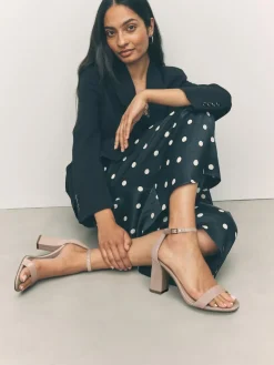 Next Pink Nude Standard/Wide Fit Block Heel Sandals