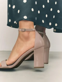 Next Pink Nude Standard/Wide Fit Block Heel Sandals
