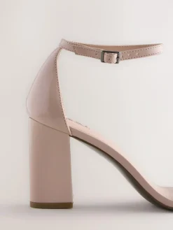 Next Pink Nude Standard/Wide Fit Block Heel Sandals