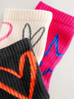 Next Pink Oatmeal and Charcoal Grey Cotton Rich Cushioned Sole Ankle Socks 3 Pack^ Tights|Socks & Tights