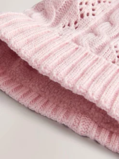 Next Pointelle Cable Knitted Pom Hat (0mths-2yrs)^ Hats & Scratch Mitts|Newborn Accessories