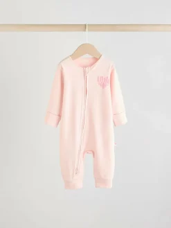 Clearance Next Print Two Way Zip Baby Sleepsuits 4 Pack (0mths-3yrs) Pink