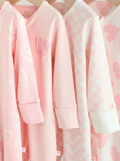 Clearance Next Print Two Way Zip Baby Sleepsuits 4 Pack (0mths-3yrs) Pink