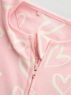 Clearance Next Print Two Way Zip Baby Sleepsuits 4 Pack (0mths-3yrs) Pink