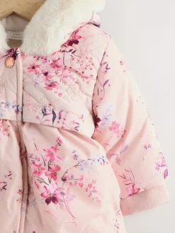 Discount Next Pink Puffer Floral Baby Coat (0mths-2yrs)