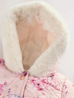 Discount Next Pink Puffer Floral Baby Coat (0mths-2yrs)