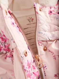 Discount Next Pink Puffer Floral Baby Coat (0mths-2yrs)