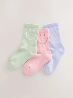 Discount Next Pink, Purple and Green 3 Pack Cotton Rich Cushioned Sole Ankle Socks