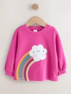 Next Pink Rainbow Cloud Character Long Sleeve T-Shirt (3mths-7yrs)^ Tops|Tops