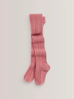 Next Pink Regular Length Cotton Rich Cable Tights^ Tights|Socks & Tights