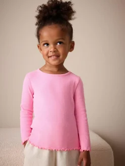 Sale Next Pink Rib Long Sleeve T-Shirt (3mths-7yrs)