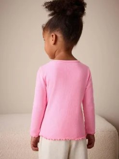 Sale Next Pink Rib Long Sleeve T-Shirt (3mths-7yrs)