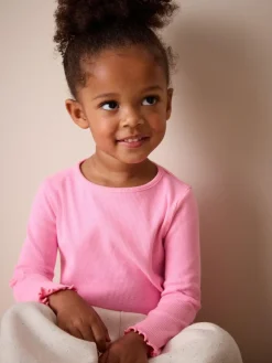 Sale Next Pink Rib Long Sleeve T-Shirt (3mths-7yrs)