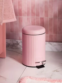 Next Pink Rib Soft Close 3 Litre Pedal Bin^ Bathroom Accessories