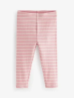 Online Next Ribbed Leggings 5 Pack (3mths-7yrs) Pink
