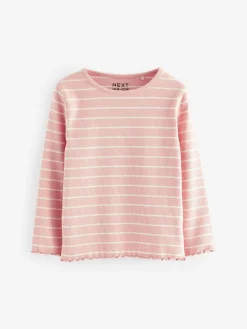 Next Ribbed Long Sleeve Tops 5 Pack (3mths-7yrs) Pink