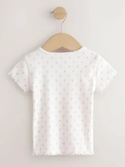 Next Pink Ribbed Short Sleeve Tops 5 Pack (3mths-7yrs)^ Baby Girls|Tops