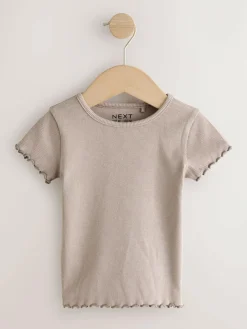 Next Pink Ribbed Short Sleeve Tops 5 Pack (3mths-7yrs)^ Baby Girls|Tops