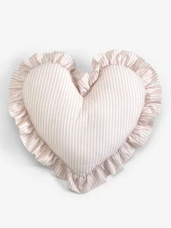 New Next Pink Ruffle Heart Stripe Cushion