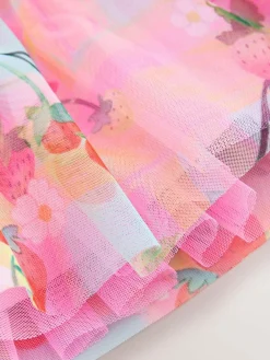 Next Ruffle Shoulder Mesh Dress (3mths-7yrs) Pink