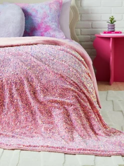 Next Pink Sequin Super Soft Fleece Throw Blanket