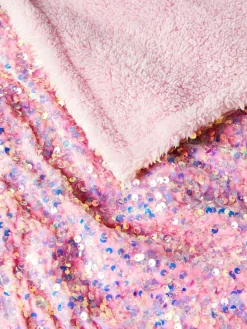 Next Pink Sequin Super Soft Fleece Throw Blanket