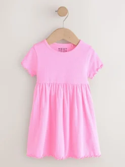 Sale Next Pink Short Sleeve Ribbed Dresses 2 Pack (3mths-7yrs)