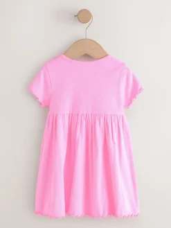 Sale Next Pink Short Sleeve Ribbed Dresses 2 Pack (3mths-7yrs)
