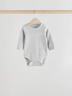 Sale Next 3 Pack Long Sleeve Baby Bodysuits Pink Slogan