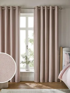 Sale Next Soft Marl Blackout/Thermal Eyelet Curtains Pink
