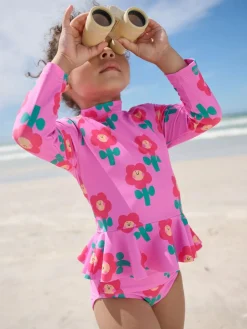Hot Next Sunsafe Swim Set (3mths-7yrs) Pink Stampy Floral