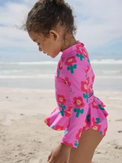 Hot Next Sunsafe Swim Set (3mths-7yrs) Pink Stampy Floral