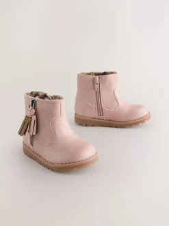 Next Pink Standard Fit (F) Chelsea Zip Tassel Ankle Boots^ Baby Boots|Boots