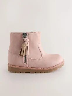 Next Pink Standard Fit (F) Chelsea Zip Tassel Ankle Boots^ Baby Boots|Boots