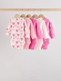 Discount Next Pink Star 5 Pack Long Sleeve Baby Bodysuits