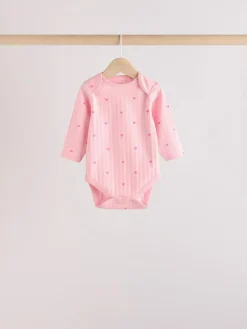 Discount Next Pink Star 5 Pack Long Sleeve Baby Bodysuits