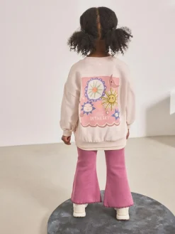 Online Next Long Sleeve Top and Flare Set (3mths-7yrs) Pink Stars