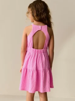 Discount Next Pink Strappy Crinkle Summer Dress (3-16yrs)