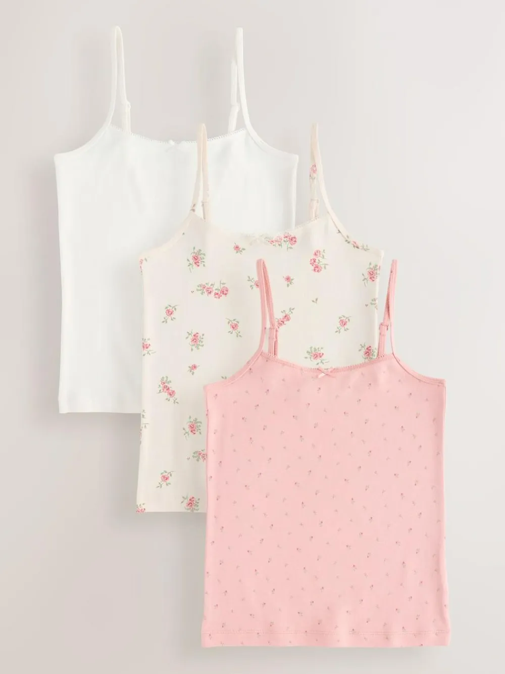 Clearance Next Strappy Printed Cami Vests 3 Pack (1.5-16yrs) Pink