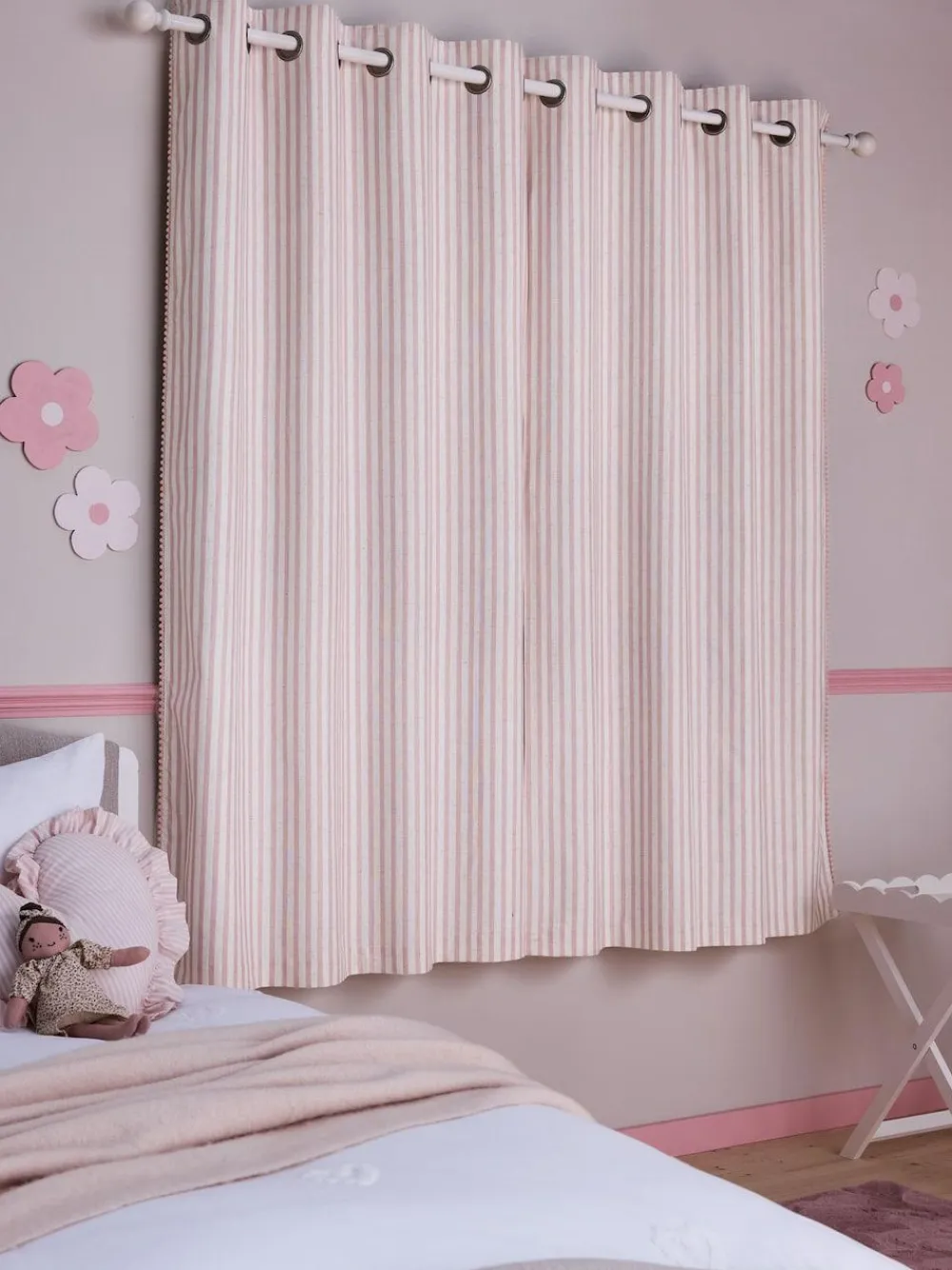 Next Pink Stripe Eyelet Blackout Curtains^ Curtains & Blinds