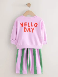 Sale Next Pink Stripe Unicorn Sweatshirt and Barrel Leg Joggers Set (3mths-7yrs)