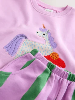 Sale Next Pink Stripe Unicorn Sweatshirt and Barrel Leg Joggers Set (3mths-7yrs)