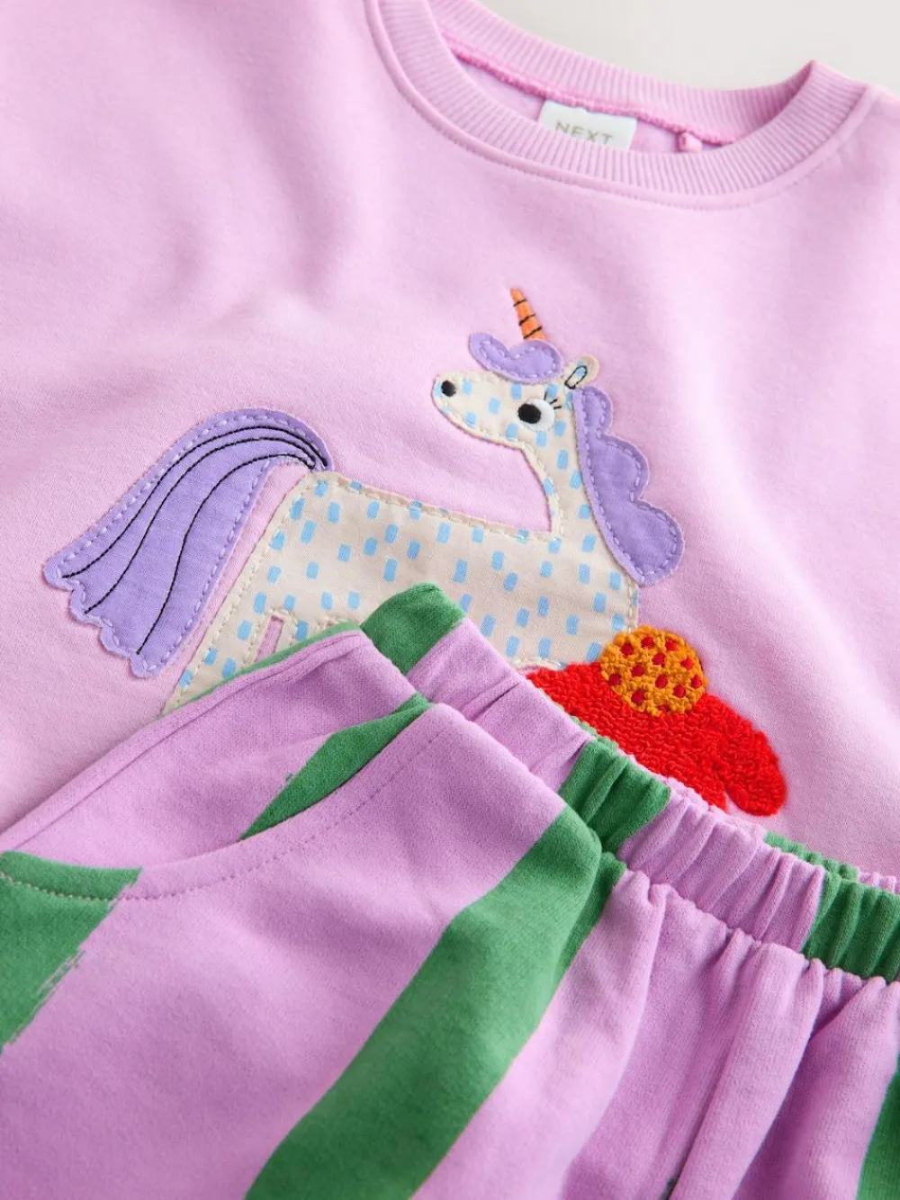 Sale Next Pink Stripe Unicorn Sweatshirt and Barrel Leg Joggers Set (3mths-7yrs)