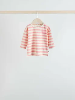 Next Pink Stripe/Slogan Long Sleeve Baby Tops 4 Pack (0mths-2yrs)^ Tops|Nightwear