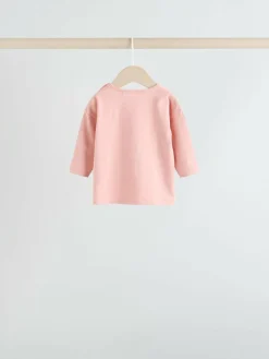 Next Pink Stripe/Slogan Long Sleeve Baby Tops 4 Pack (0mths-2yrs)^ Tops|Nightwear