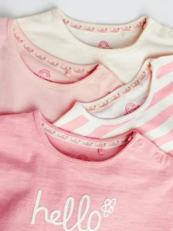 Next Pink Stripe/Slogan Long Sleeve Baby Tops 4 Pack (0mths-2yrs)^ Tops|Nightwear