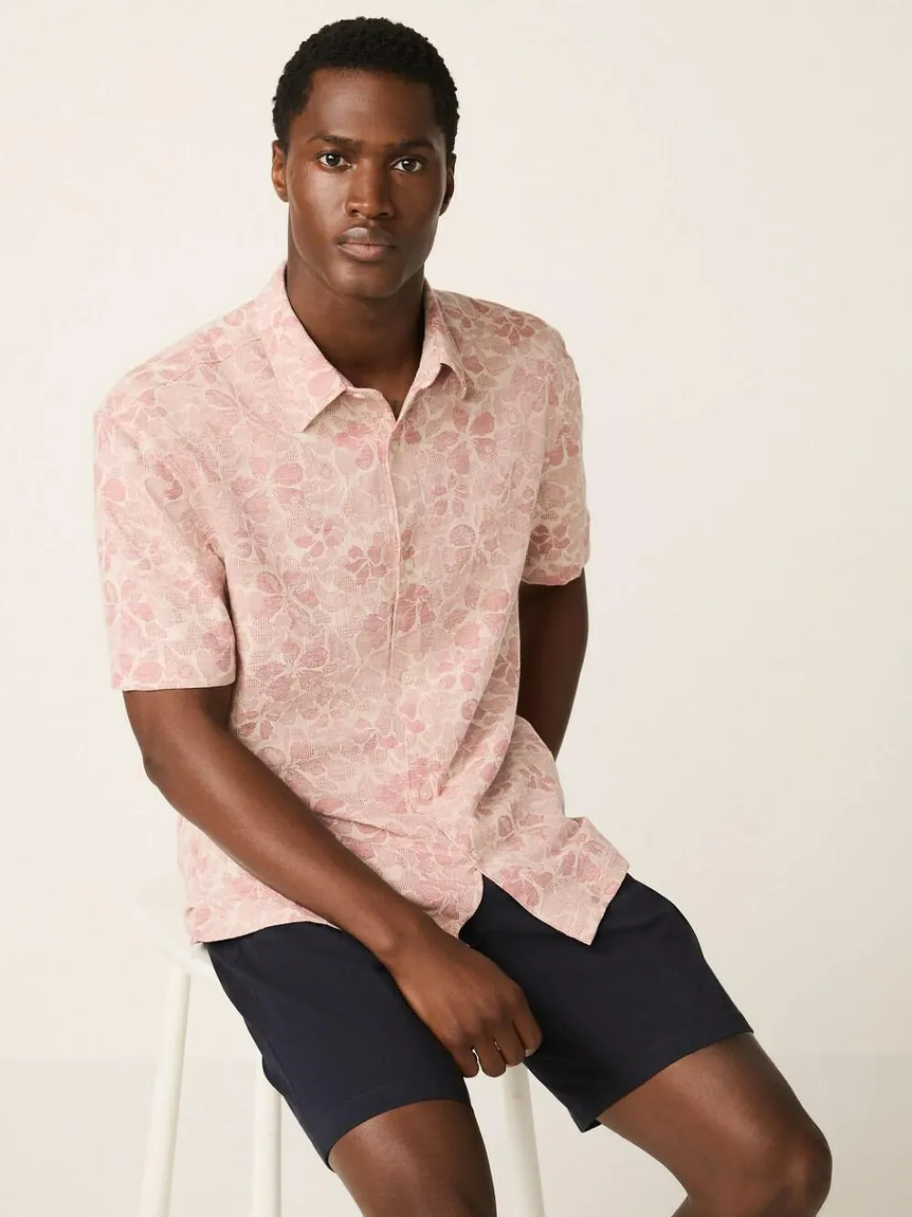 Next Textured Floral Print Short Sleeve Shirt^ Shirts
