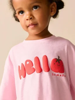 Online Next Short Sleeve T-Shirt and Cycle Shorts Set (3mths-7yrs) Pink Tomato Character